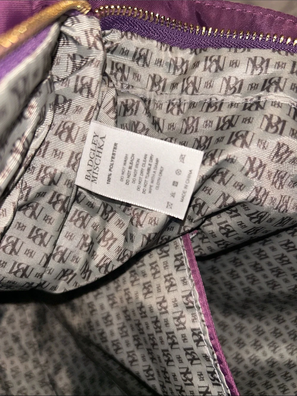 Badgley Mischka Plum Satin Tote Bag
